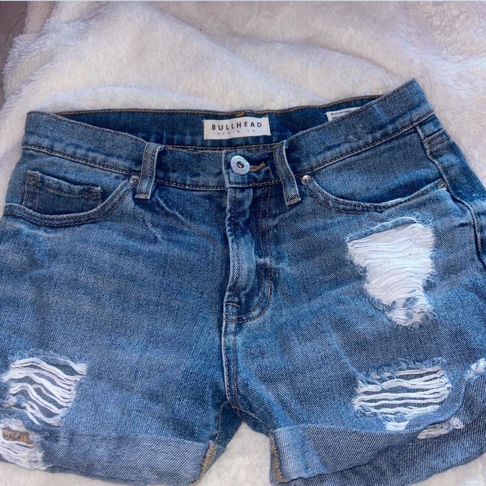 Bullhead Blue Distressed Denim Shorts